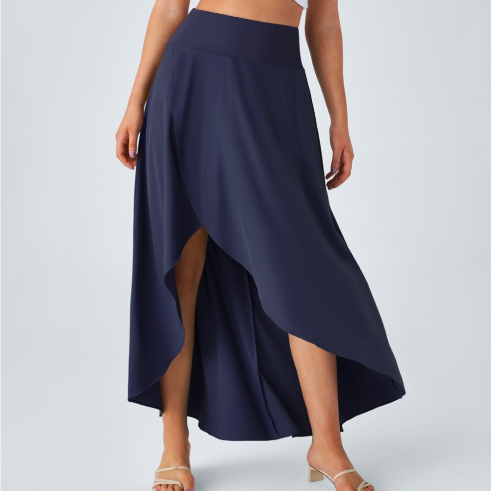 Halara Breezeful High Waisted High Low Ruffle 2-in-1 Flowy Maxi Skirt